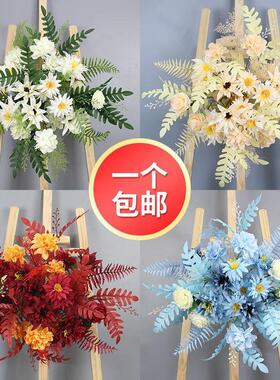 婚庆仿真路引花点背景拐角迎宾牌装饰花婚礼舞台T台花艺布置挂花