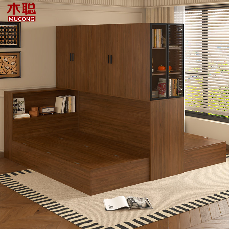 儿童实木双人床隔断床榻榻米储物床双胞胎互不干扰二胎床衣柜9M29