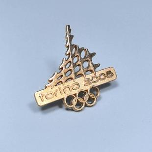 2006年都灵冬奥会金色镂空经典会徽徽章银色会徽意大利美国滑雪板