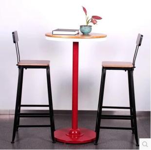 铁艺实木吧台椅子桌椅组合咖啡餐厅高脚凳带靠背酒吧椅桌椅组合