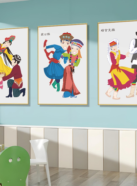 幼儿园小学56个民族风环创挂画