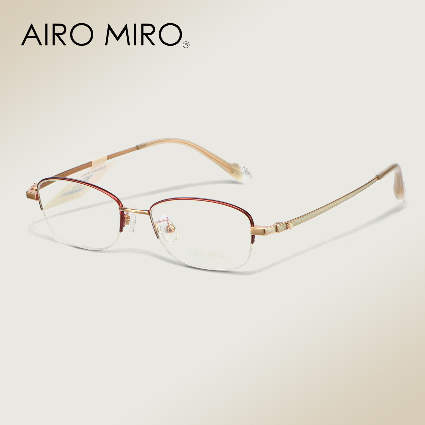 AIROMIRO艾觅女士半框椭圆时尚优雅气质高级感轻盈钛AMT6060
