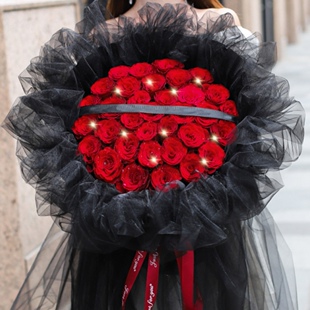七夕情人节52朵红粉玫瑰花束延边延吉市格格花艺鲜花店同城朝阳川