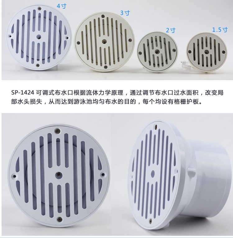泳池给水口 游泳池排水口 溢水口布水口泳池配件 SP-1424可调回