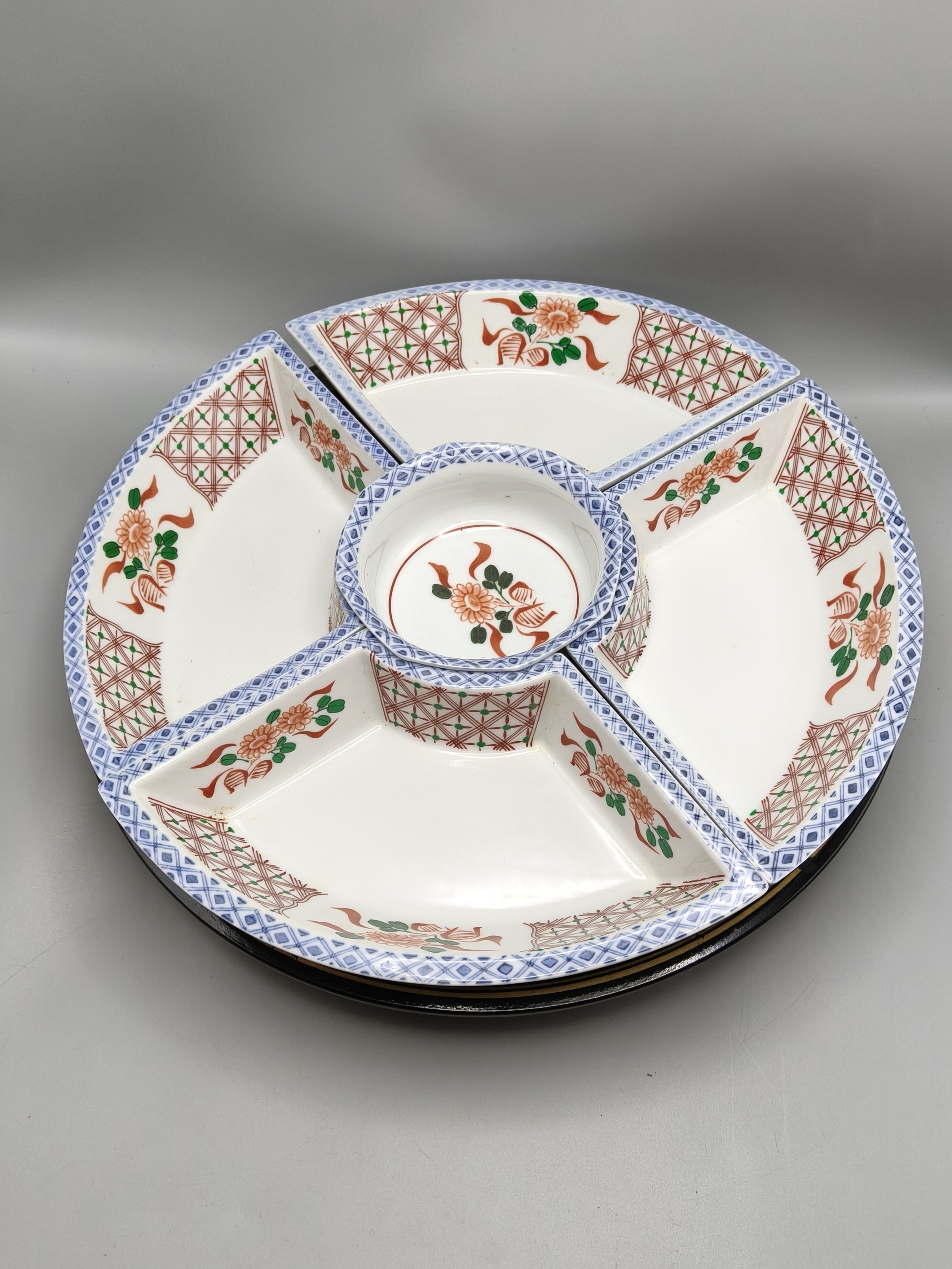 B715青花赤绘转盘零件缺失需自配零件托有磨损尺寸见详情图