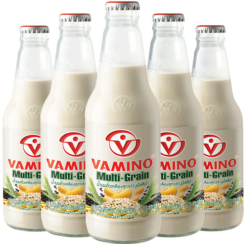 Ì©¹úVAMINO¶¹ÄÌÒûÁÏ300ml*5Æ¿ ½ø¿ÚÍÛÃ×ŵ ¹ÈÎïÔç²ÍÄ̲£Á§Æ¿ÒûÆ·