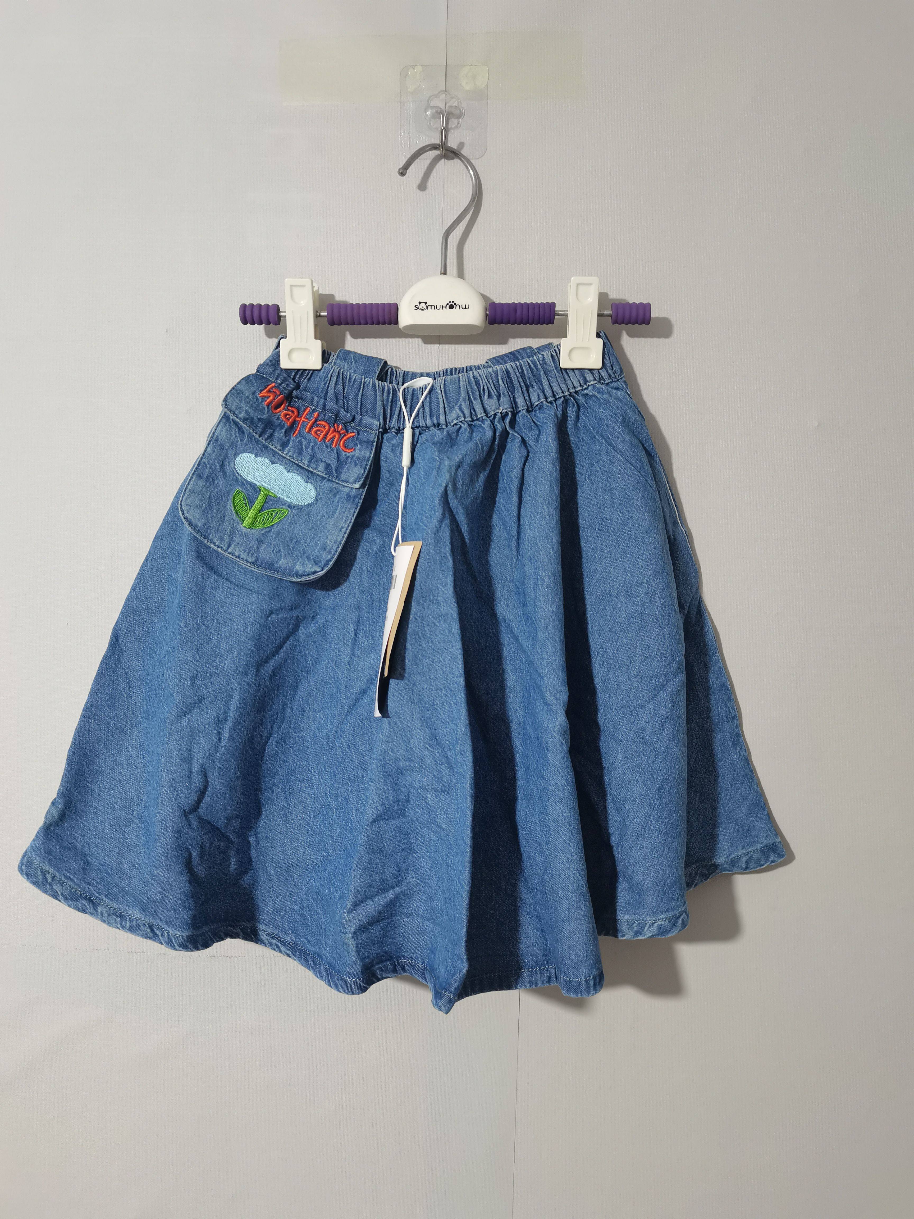 80-120码花田彩女童牛仔裙背带裙夏季背带牛仔裙子儿童半裙半身裙