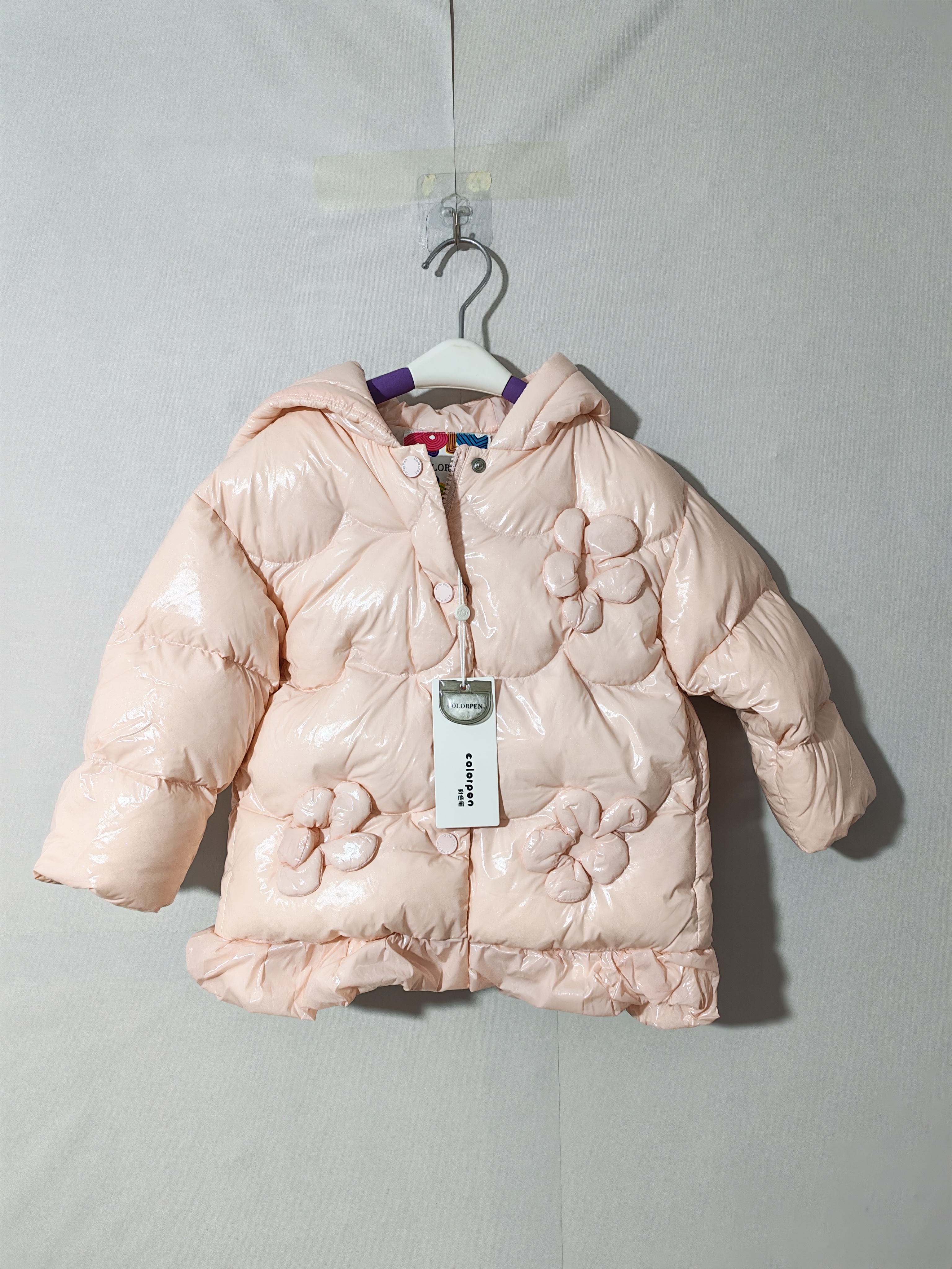 80-110码彩色笔正品女童羽绒服儿童羽绒服冬季厚羽绒外套90白鸭绒