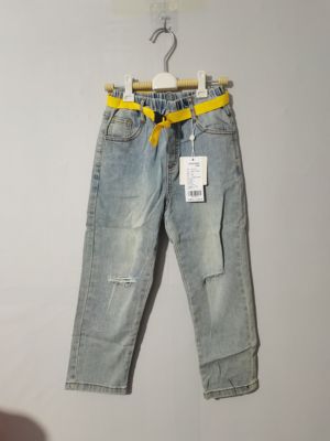 瑕疵140-160码彩家童装儿童牛仔裤破洞做旧男童牛仔裤女童牛仔春