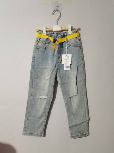 瑕疵140-160码彩家童装儿童牛仔裤破洞做旧男童牛仔裤女童牛仔春