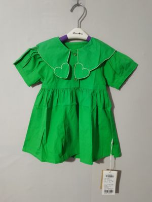 80-110码花田彩儿童连衣裙夏季女童连衣裙纯棉裙子短袖娃娃领