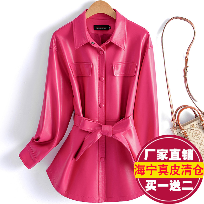 真皮皮衣女短款宽松皮夹克外套