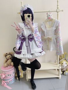 可爱风味女仆装连衣裙cosplay裙原创设计lolita洋装可爱和风衣裙