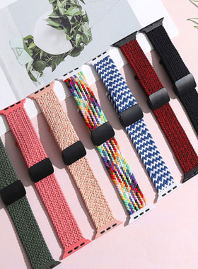 新款华强北手表表带S9编织尼龙磁吸折叠扣S8 ultra运动DW89腕带S7