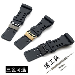 8900 SHOCK 110GB黑金亮面橡胶手表带 100 120 适配卡西欧G