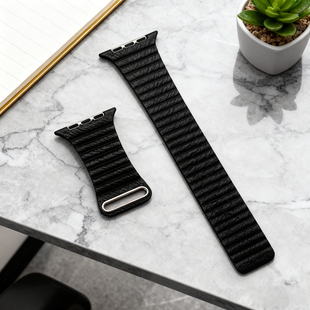 适用苹果手表s11表带官款S10磁吸皮质iwatch回环式applewatch运动