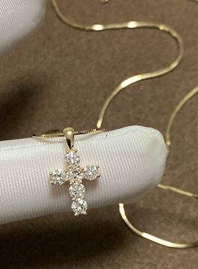 芮恩女钻石18K金十字架锁骨项链