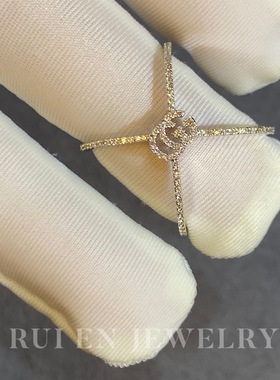 【芮恩】小红书同款GG交叉新款钻石食指戒指时尚轻奢Gu白金女戒