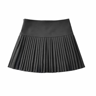 毛呢细褶短裙子女秋冬高腰显瘦a字裙小个子百褶裙773 恩佳专享