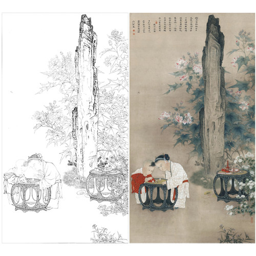 李晓明多种可选工笔画白描底稿