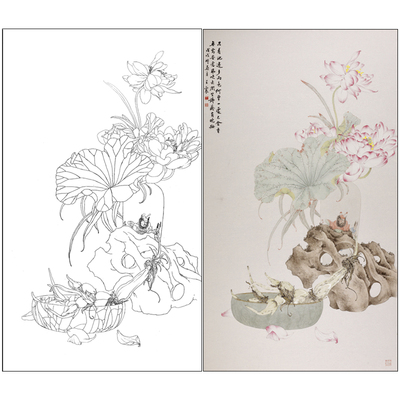 厘米步骤图工笔画白描底稿