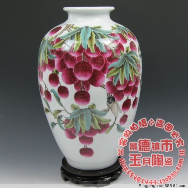 景德镇陶瓷花瓶俞金喜荔枝瓷器
