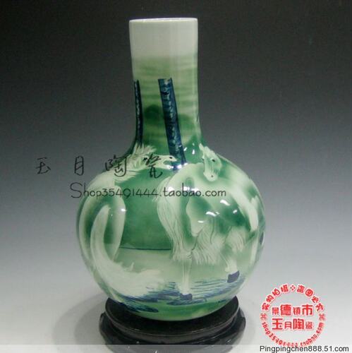 作品手绘立体马到成功景德镇瓷器