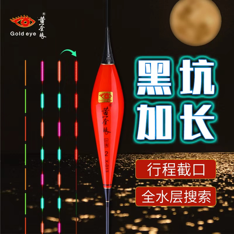 黄金眼加长黑坑浮漂日夜两用