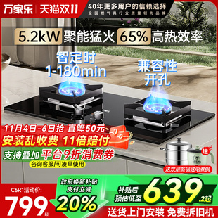 天然液化氣灶臺煤氣AY8灶具家用 萬家樂C6R1燃?xì)庠铍p灶定時嵌入式