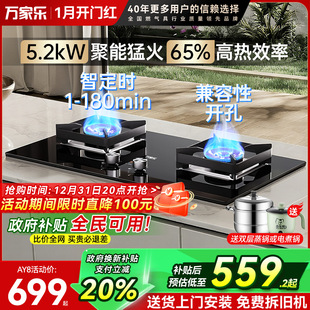 万家乐C6R1燃气灶双灶定时嵌入式 天然液化气灶台煤气AY8灶具家用
