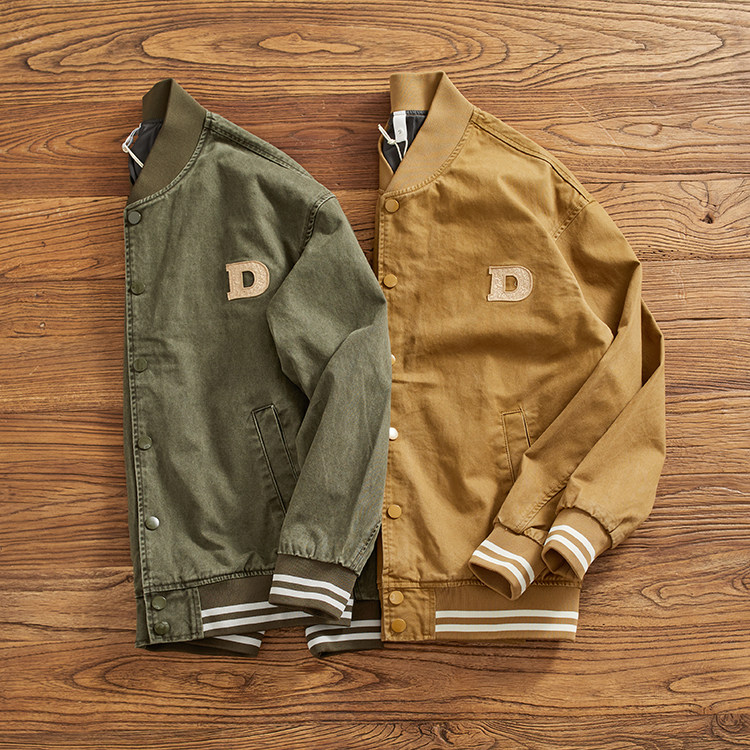 男士夹克秋冬新款宽松运动纯棉水洗潮款棒球领纯棉休闲外套男款