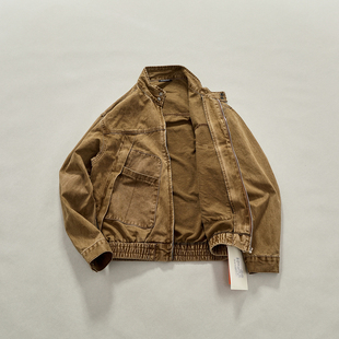 底特律高端重结构设计潮牌立领外套男士秋冬新款梭织美式机车夹克