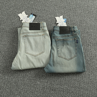 男凉爽舒适春夏偏薄做旧水洗牛仔裤 高街Clan Fit微阔直筒牛仔长裤