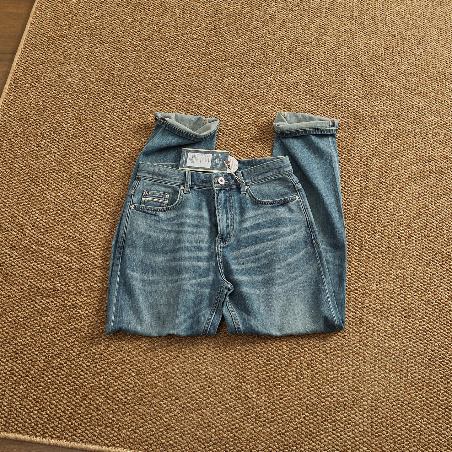 高端包边布赤耳丹宁牛仔裤男