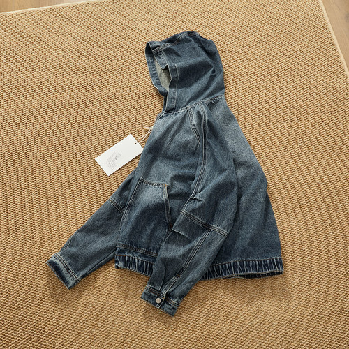 美式休闲连帽牛仔外套男宽松丹宁