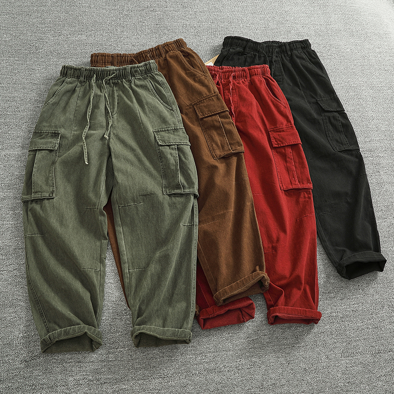全棉重工水洗宽松直筒休闲裤工装