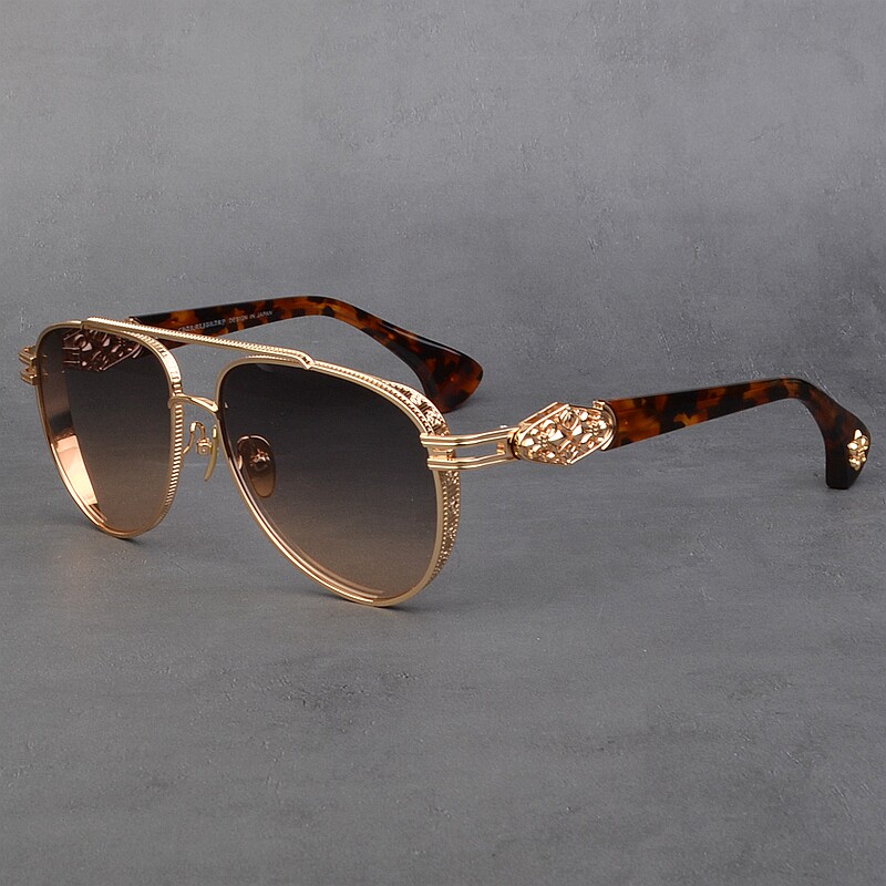 奢华重工百搭纯钛太阳镜男款飞行员个性复古墨镜女加宽大脸蛤蟆镜