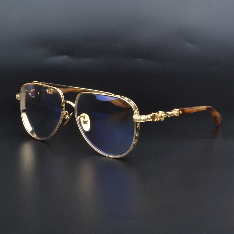 奢华雕花百搭眼镜框男潮流复古个性大脸超宽纯钛眼镜架女显瘦近视