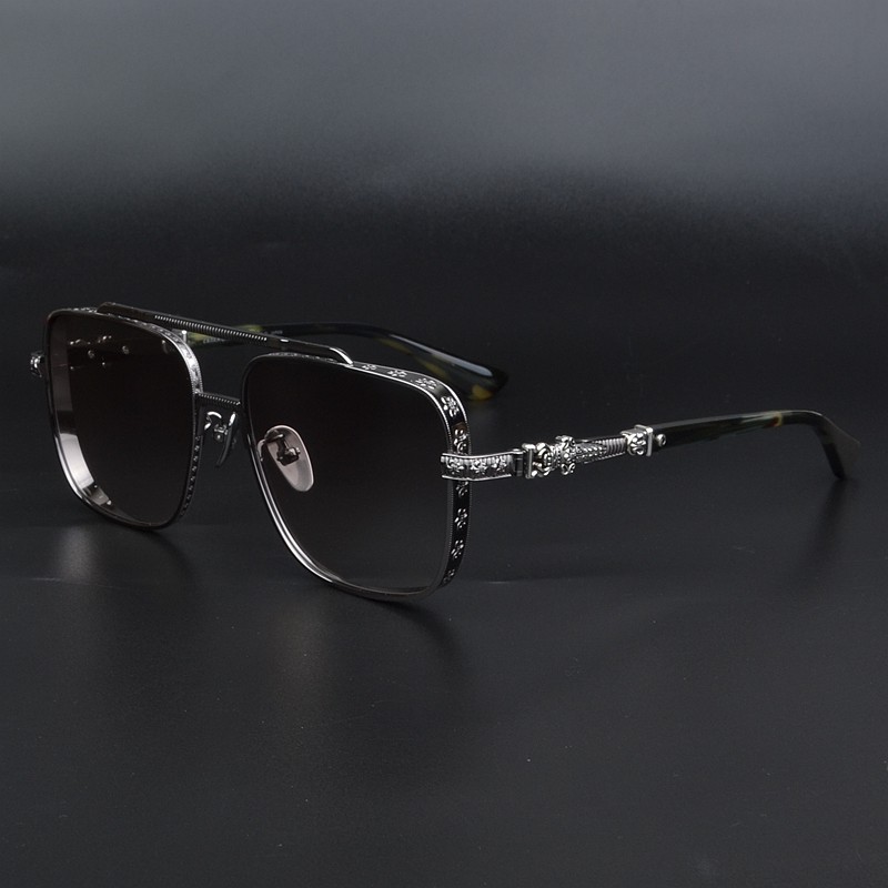 纯钛奢华飞行员太阳镜男潮流复古宽边个性方形墨镜女显瘦开车黑超