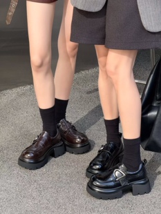 成功鸟2026新款厚底增高乐福鞋ins潮鞋子百搭英伦风复古小皮鞋女