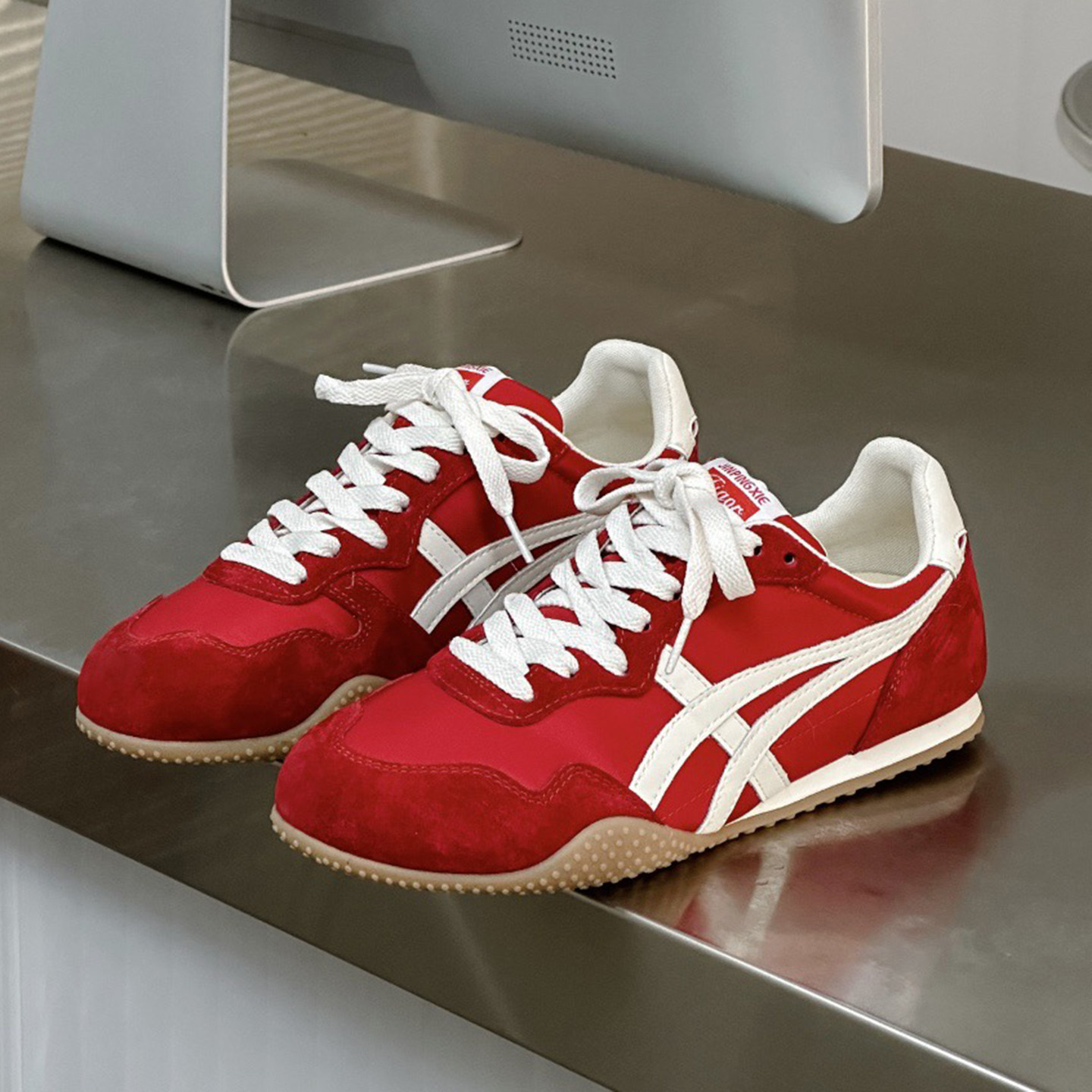 红色德训鞋女2026新款百搭复古风阿甘鞋磨砂牛皮学生潮流休闲板鞋,女鞋,德训鞋,淘宝优惠券,粉丝福利购,淘宝优惠卷