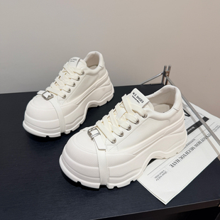 厚底松糕鞋 7cm小个子增高鞋 百搭真皮大头小白鞋 时尚 女2026年新款