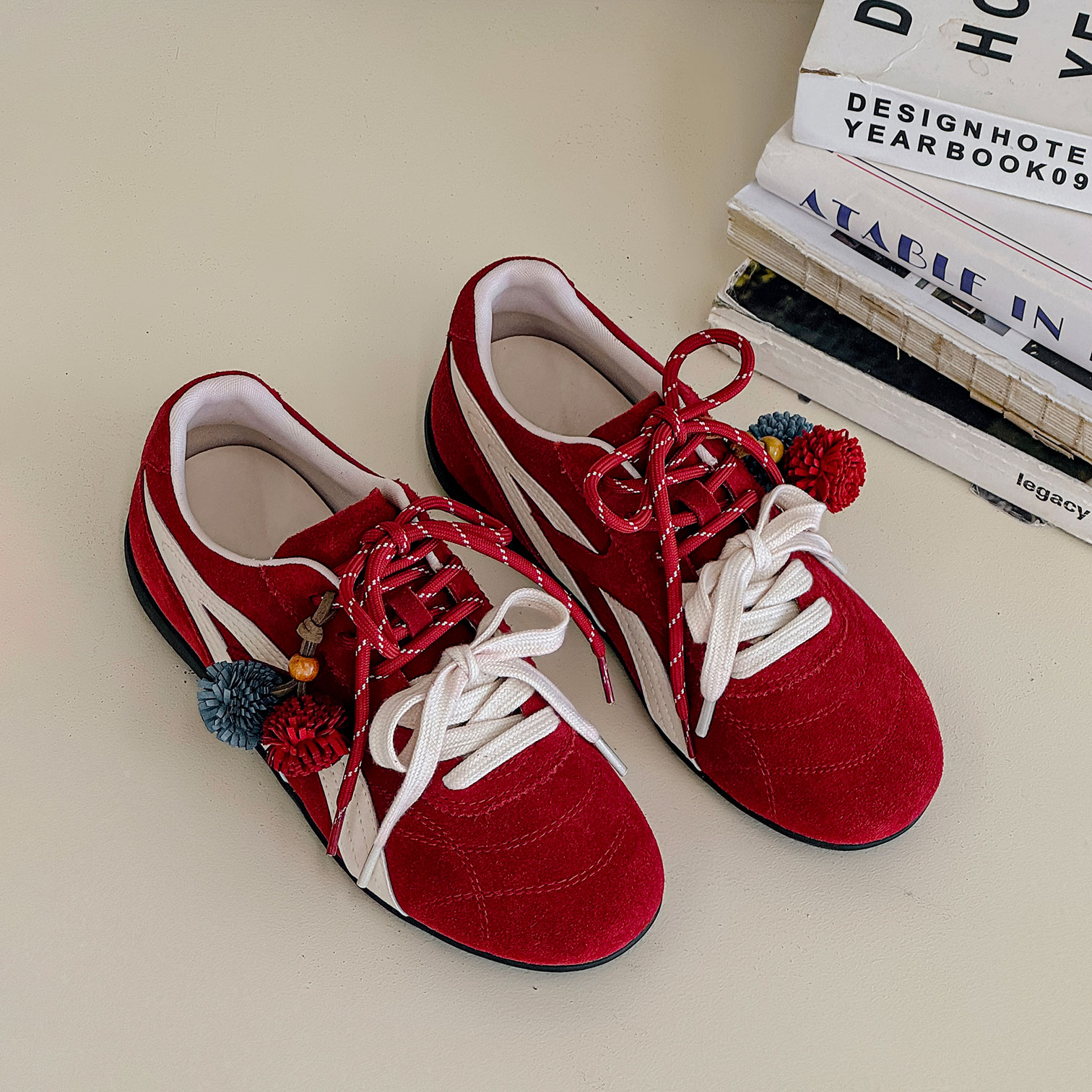 内增高红色德训鞋时尚户外休闲鞋