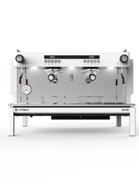爱宝CREM-EX3半自动意式咖啡机白色单头双头商用温控系统带显示屏