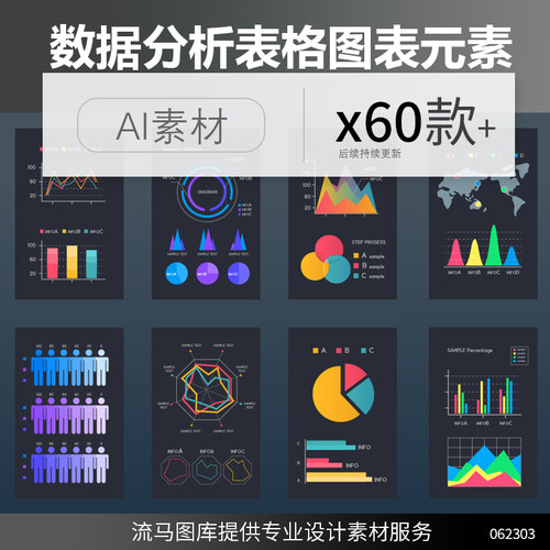 扁平化简约科技互联网金融数据分析统计信息图饼状图表AI矢量素材