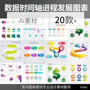 简约商务办公数据时间轴进程发展历史ppt元素ai矢量平面设计素材