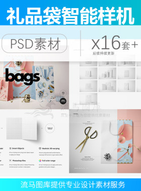 企业品牌礼品袋手提袋纸袋包装设计vi效果展示psd设计样机模板