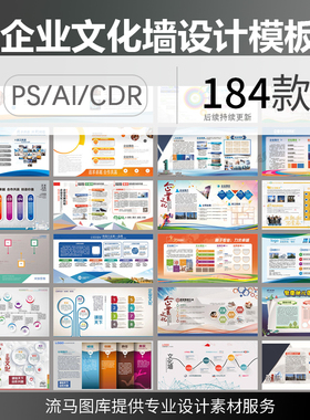企业公司文化墙发展史背景墙宣传栏展示区设计模板PSD/AI/CDR素材