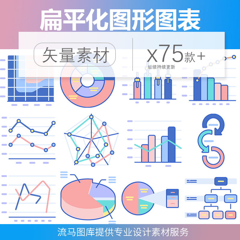 扁平化卡通手绘图形表格曲线图柱状图AI矢量图PPT图表EPS设计素材