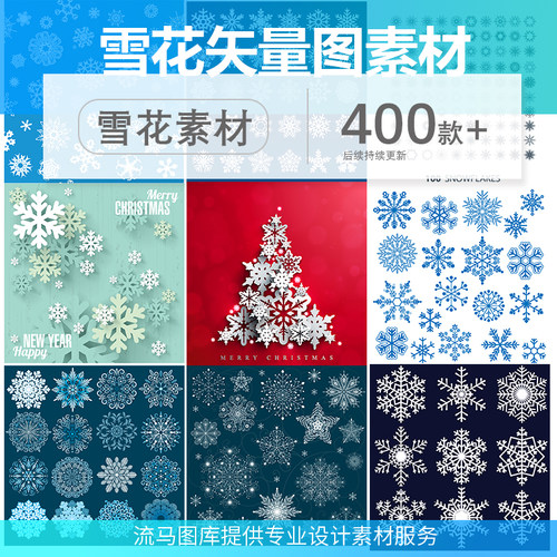 2020高清雪花雪片卡通手绘风格矢量图冬季冰花PS AI EPS设计素材